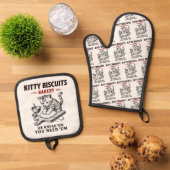 Kitty Biscuits Bäckerei Ofenhandschuh & Topflappen-Set (Oben Unten)