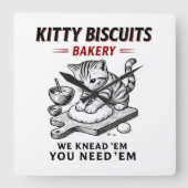 Kitty Biscuits Bäckerei Quadratische Wanduhr (Vorderseite)