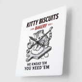 Kitty Biscuits Bäckerei Quadratische Wanduhr (Winkel)