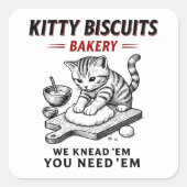 Kitty Biscuits Bäckerei Quadratischer Aufkleber (Vorderseite)