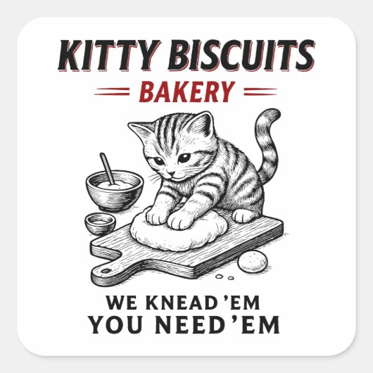 Kitty Biscuits Bäckerei Quadratischer Aufkleber (Vorderseite)