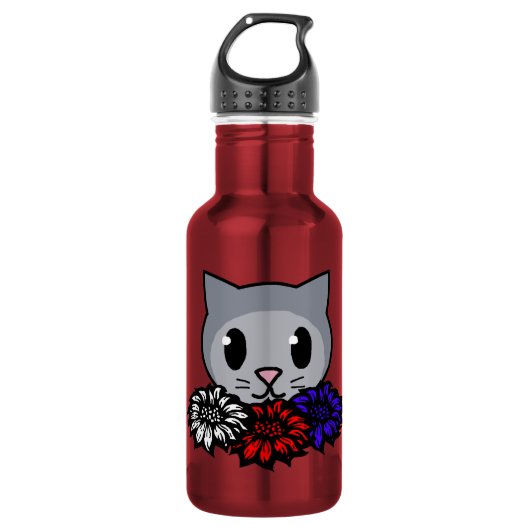 Kitty & Blume für Kinder Edelstahlflasche (Vorderseite)