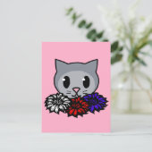 Kitty & Blume für Kinder Postkarte (Stehend Vorderseite)