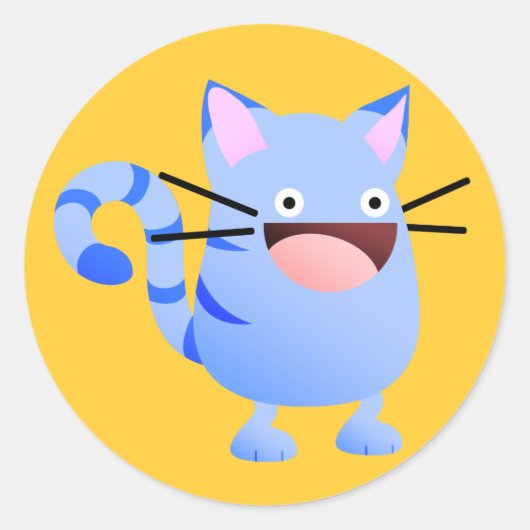 Kitty Bounce Blue Runder Aufkleber (Vorderseite)