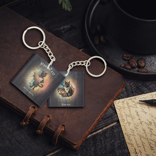 Kitty Buccaneers Sunset Quest Square Schlüsselanhänger