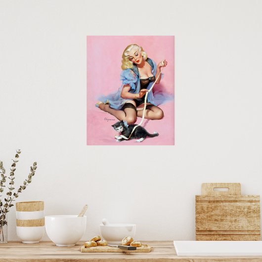 Kitty Button Up Poster (Küche)