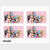 Kitty Button Up Rechteckiger Aufkleber (Blatt)