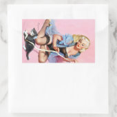 Kitty Button Up Rechteckiger Aufkleber (Tasche)