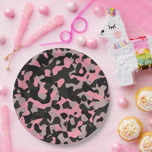 Kitty Camouflage Pappteller (Party)