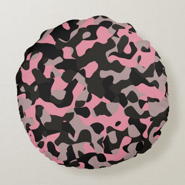 Kitty Camouflage Rundes Kissen (Rückseite)