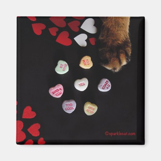 Kitty Candy Hearts Liebe Square Magnet (Vorne)