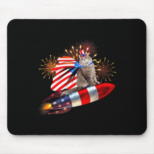 Kitty Cat 4. Juli Rakete mit Fireworks US sa Pa Mousepad (Vorne)