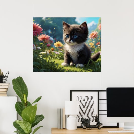 *~* Kitty Cat 5:4 Feline Kitten Black Tuxedo Poster (Heimbüro)