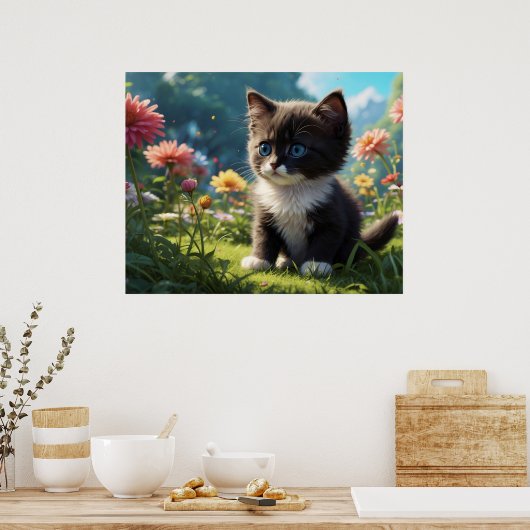 *~* Kitty Cat 5:4 Feline Kitten Black Tuxedo Poster (Küche)