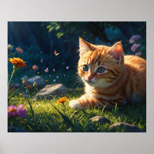 *~* Kitty Cat 5:4 Feline Kitten Blume Poster (Vorne)