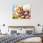 *~* Kitty Cat 5:4 Kitten Field Wild Blume AP68 Leinwanddruck (Insitu (Schlafzimmer))