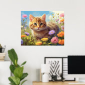 *~* Kitty Cat 5:4 Kitten Field Wild Blume AP68 Poster (Heimbüro)