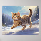 *~* Kitty Cat 5:4 Kitten Snow Jumping AP68 Poster (Vorne)