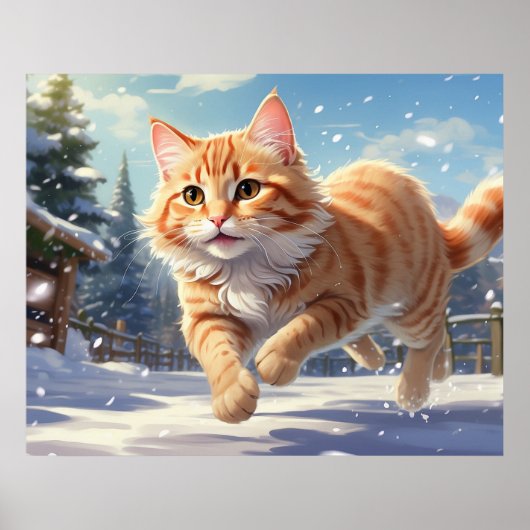 *~* Kitty Cat 5:4 Kitten Snow Playing AP68 Poster (Vorne)