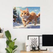 *~* Kitty Cat 5:4 Kitten Snow Playing AP68 Poster (Heimbüro)