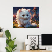 *~* Kitty Cat 5:4 Kitten White Long Hair Fluffy Poster (Heimbüro)