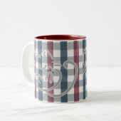 Kitty Cat and Plaid Zweifarbige Tasse (Vorderseite Links)