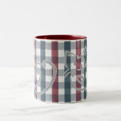 Kitty Cat and Plaid Zweifarbige Tasse (Mittel)