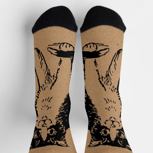 Kitty Cat auf Brown Paper Fine Art Socken (Oben)
