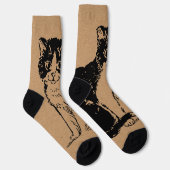 Kitty Cat auf Brown Paper Fine Art Socken (Rechts)