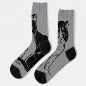 Kitty Cat auf Grau Fine Art Socken (Linkes Detail)