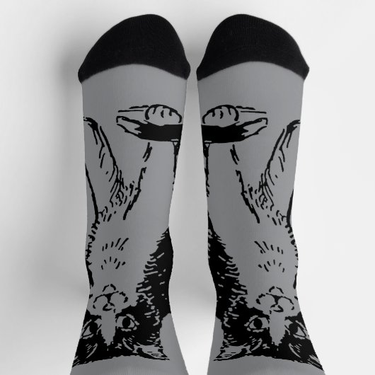 Kitty Cat auf Grau Fine Art Socken (Oben)
