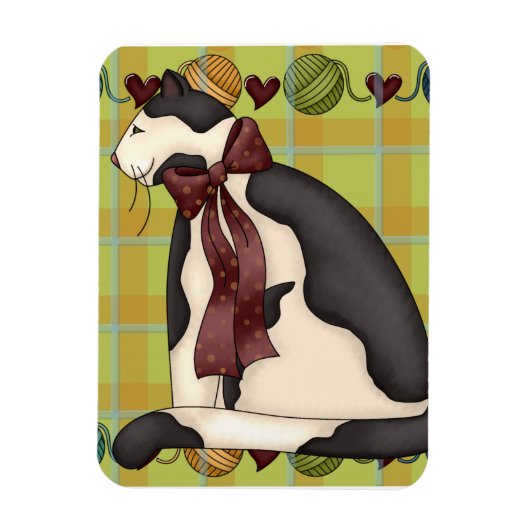 Kitty Cat auf Kariert Magnet (Vertikal)