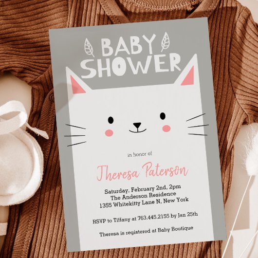 Kitty Cat Baby Shower Gender Neutral Einladung