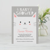 Kitty Cat Baby Shower Gender Neutral Einladung (Stehend Vorderseite)