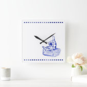 Kitty Cat Badezimmer Toile Look Quadratische Wanduhr (Zuhause)