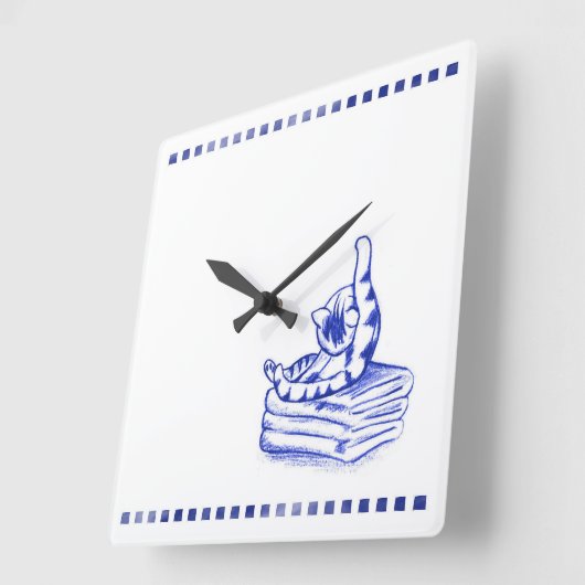 Kitty Cat Badezimmer Toile Look Quadratische Wanduhr (Winkel)