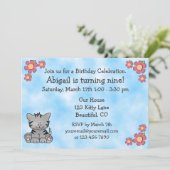 Kitty Cat Birthday Einladung (Stehend Vorderseite)