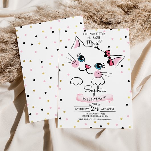 Kitty Cat Birthday Einladung