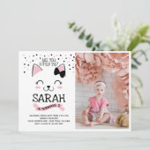 Kitty Cat Birthday Einladung mit Foto (Stehend Vorderseite)
