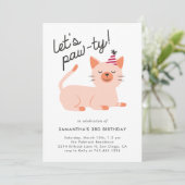 Kitty Cat Birthday Party Einladung (Stehend Vorderseite)