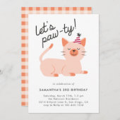 Kitty Cat Birthday Party Einladung (Vorne/Hinten)