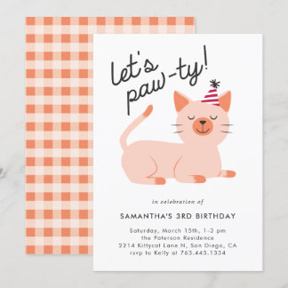 Kitty Cat Birthday Party Einladung