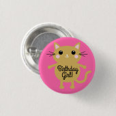 Kitty Cat Birthday Party Kinder Button (Vorne & Hinten)