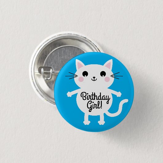 Kitty Cat Birthday Party Kinder Button (Vorne & Hinten)