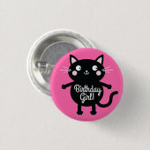 Kitty Cat Birthday Party Kinder Button (Vorne & Hinten)