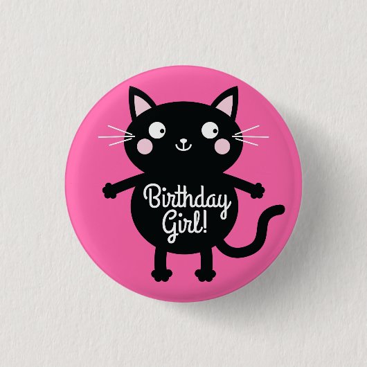 Kitty Cat Birthday Party Kinder Button (Vorderseite)