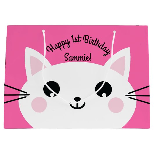 Kitty Cat Birthday Party Kinder Große Geschenktüte (Vorderseite)