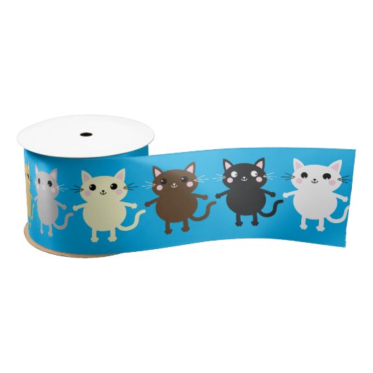 Kitty Cat Birthday Party Kinder Satinband (Spule)