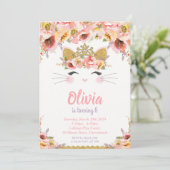 Kitty Cat Birthday Party Princess Kitty Einladung (Stehend Vorderseite)