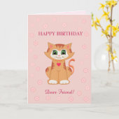 Kitty Cat Birthday wünscht sich einen Freund Karte (Gelbe Blume)
